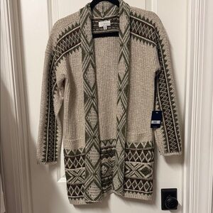 Lucky Brand Beige and Green Cardigan